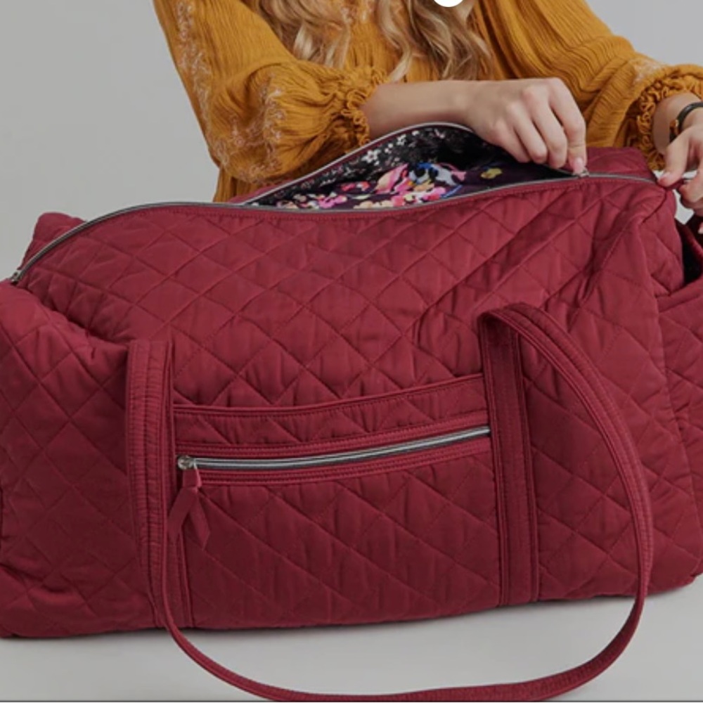 Large Vera Bradley quilted travel duffel bag